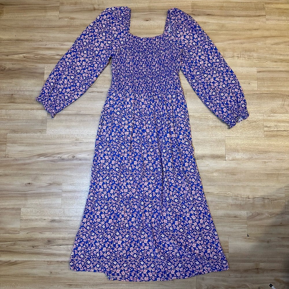 J. Crew Purple and Pink Floral Midi Dress